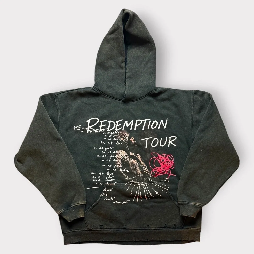 Rod Wave Redemption Tour Hoodie Washed Black Graphic Merch Mens Medium